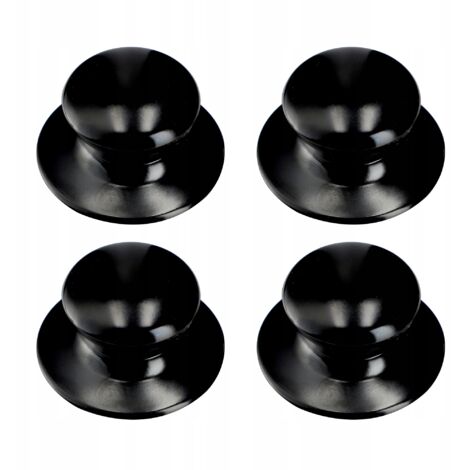 KADAX Maniglie per coperchi Set di 4 maniglie per coperchi per pentole in plastica e acciaio inossidabile, nero lucido