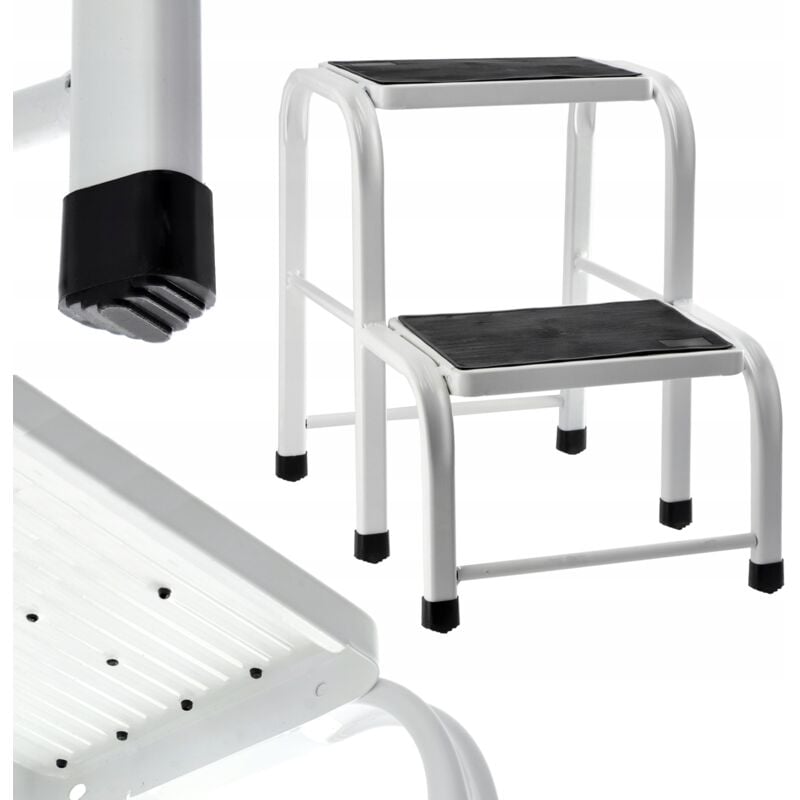 Kadax - Marchepied en Acier avec Pieds Antidérapants, Escabeau à la Structure Robuste et Sécurisée pour Un Accès Confortable aux Hauteurs (2 Marches)