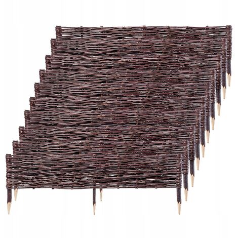 KADAX Palisade aus Weide, natürlicher Weidenzaun, 10 Stück, 100x20cm