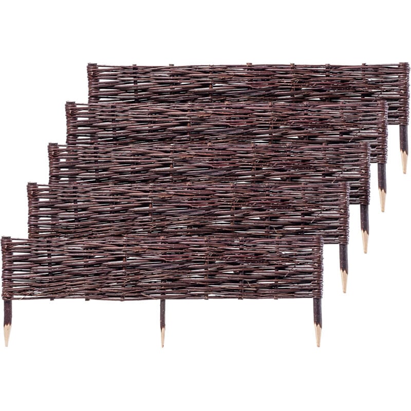 KADAX Palissades en Osier Naturel pour Jardin, Clôtures Décoratives pour Délimiter, Orner et Sublimer Votre Espace Exterieur (100 x 30 cm, Lot de 5)