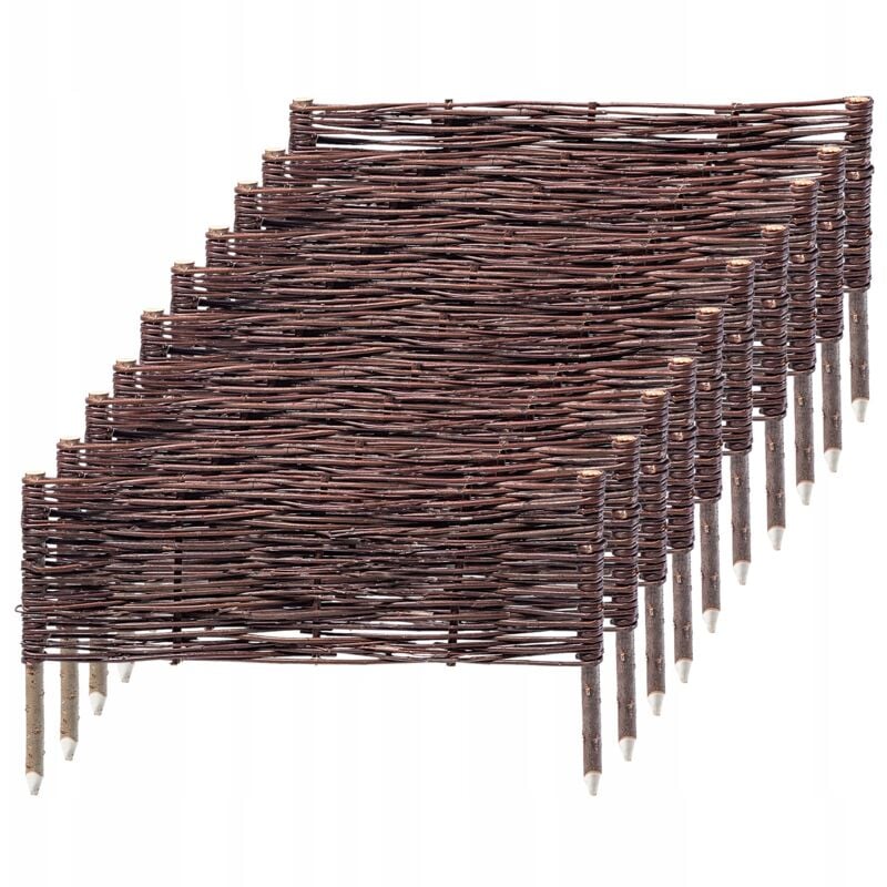 Palissades en Osier Naturel pour Jardin, Clôtures Décoratives pour Délimiter, Orner et Sublimer Votre Espace Exterieur (60 x 20 cm, Lot de 10) - Kadax