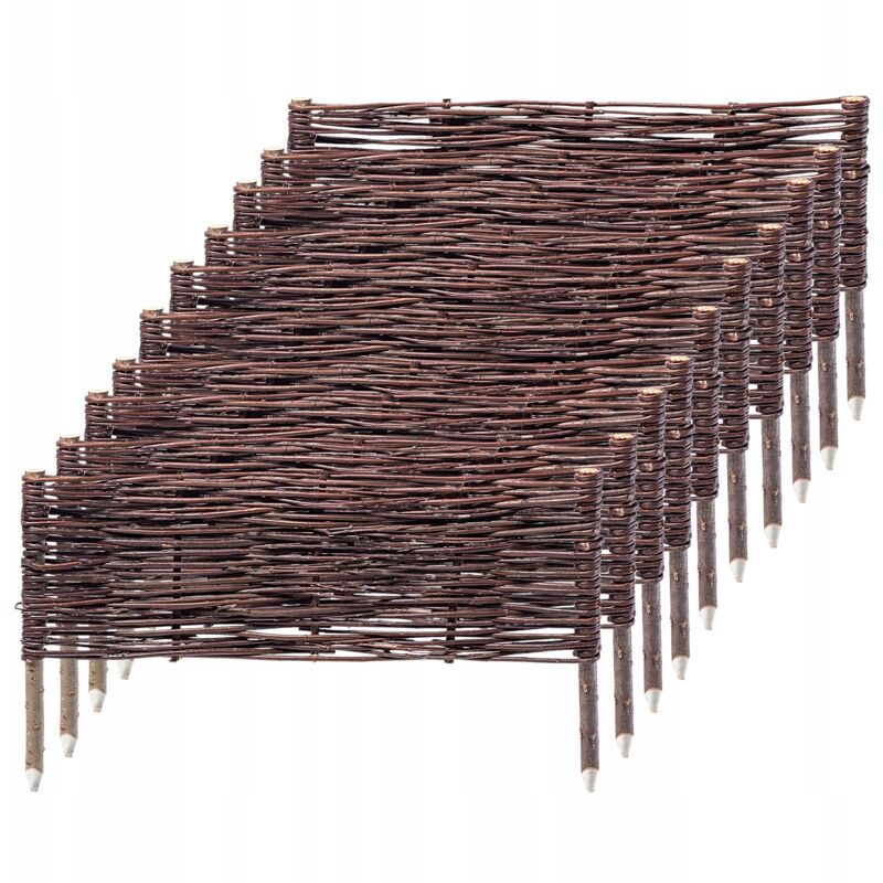 Palissades en Osier Naturel pour Jardin, Clôtures Décoratives pour Délimiter, Orner et Sublimer Votre Espace Exterieur (60 x 30 cm, Lot de 10) - Kadax