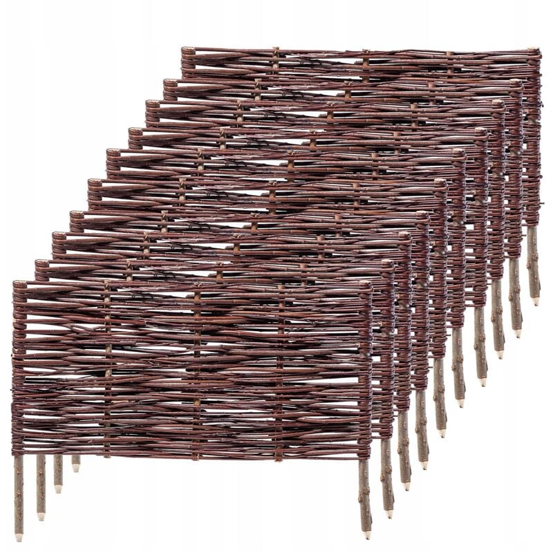 KADAX Palissades en Osier Naturel pour Jardin, Clôtures Décoratives pour Délimiter, Orner et Sublimer Votre Espace Exterieur (60 x 40 cm, Lot de 10)
