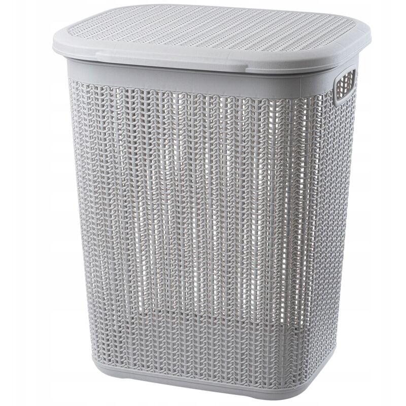 Panier à linge multifonction - 50 l - Avec couvercle - Léger - En plastique - Pour salle de bains, vêtements sales, jouets (gris) - Kadax