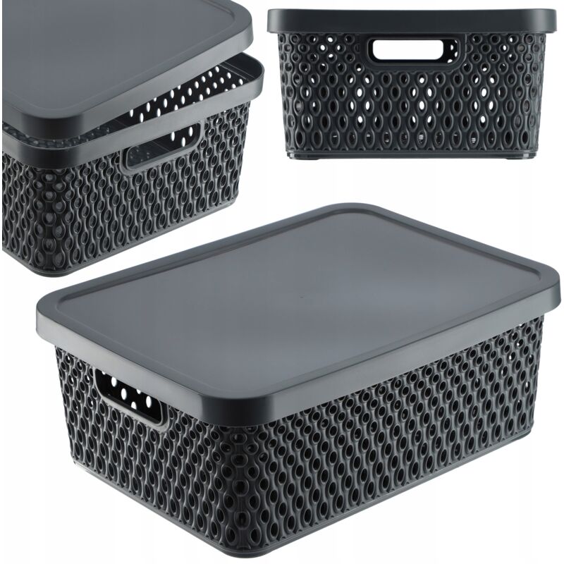 Kadax - Panier avec couvercle Organisateur Boîte de rangement 12L