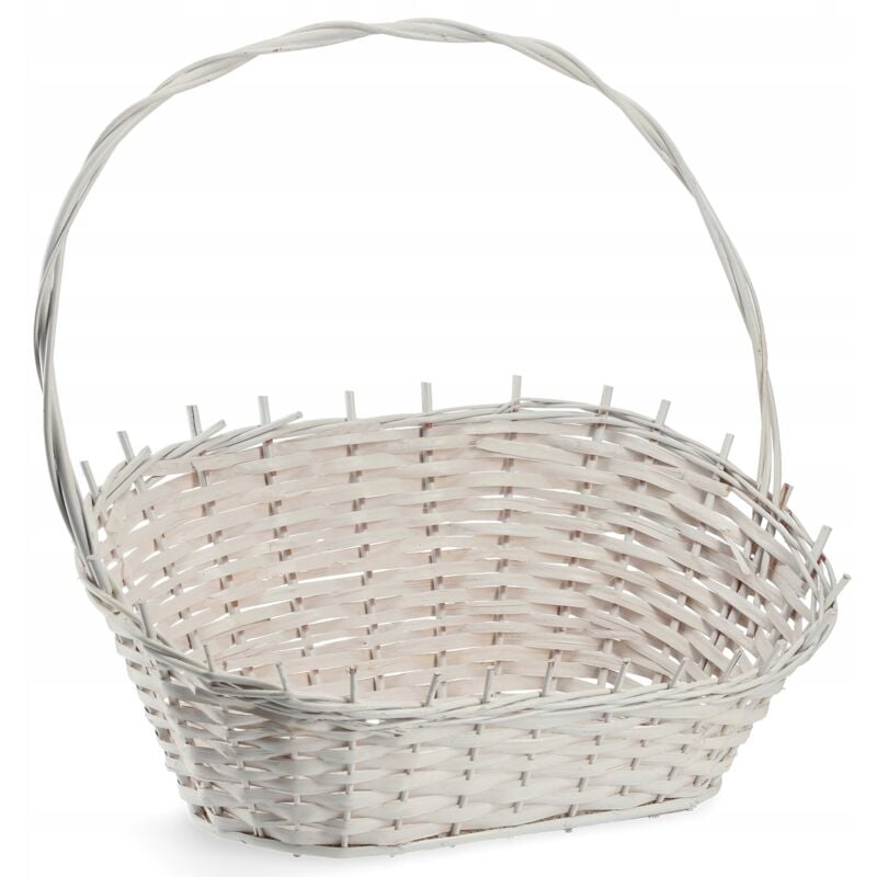 Panier cadeau universel en osier tressé de qualité supérieure - Panier de rangement tressé - Panier de présentation (blanc, grand) - Kadax