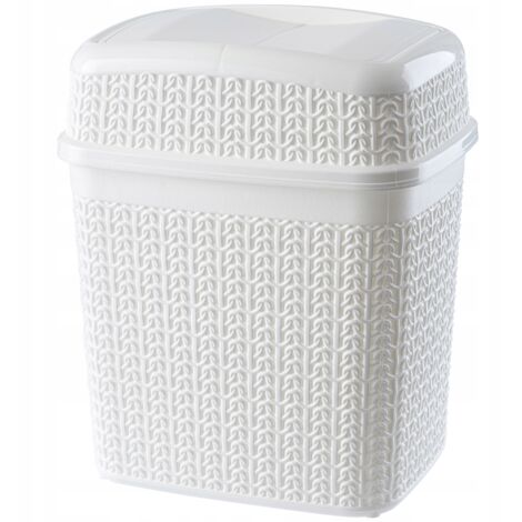 KADAX Papelera de baño de 5 litros, pequeña papelera de plástico para dormitorio con tapa abatible para una gestión eficiente de los residuos (blanco)