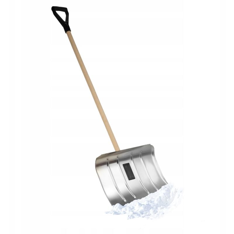 Kadax - Pelle à neige en aluminium avec manche en bois et poignée en d - Remise à neige ergonomique - Bateau à neige robuste (50 cm de large)