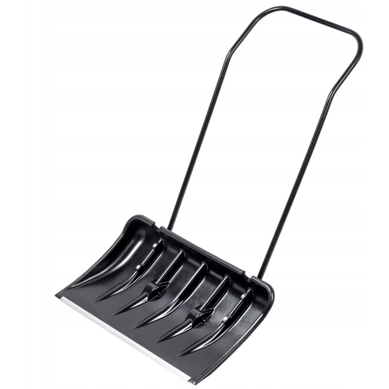 Pelle à Neige en Plastique dotée d'une Ferrure en Aluminium, Outil de Déneigement Robuste et Efficace avec Roues et Manche en Métal (Noir) - Kadax