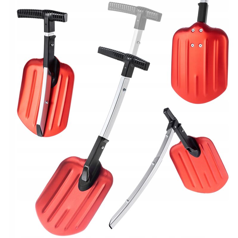 Pelle à neige pliable, pelle à neige portable d'hiver avec poignée en t, pelle à neige avec manche télescopique, pelle à neige (rouge) - Kadax