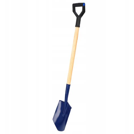 KADAX Pelle de jardin avec encoches et poignée en D, pelle à creuser, pelle de jardin avec manche en bois, pelle funéraire pour jardin (pointe)