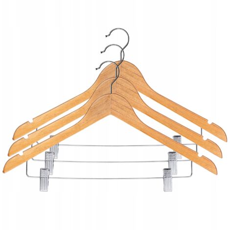 KADAX Perchas de Madera con Clips 3uds