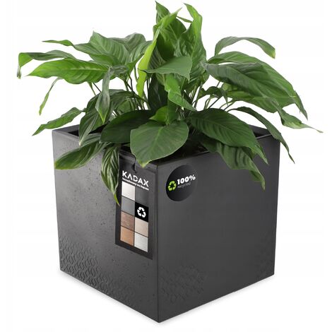 KADAX Pflanzkübel aus Kunststoff, quadratischer Blumentopf, Schwarz, 39 cm