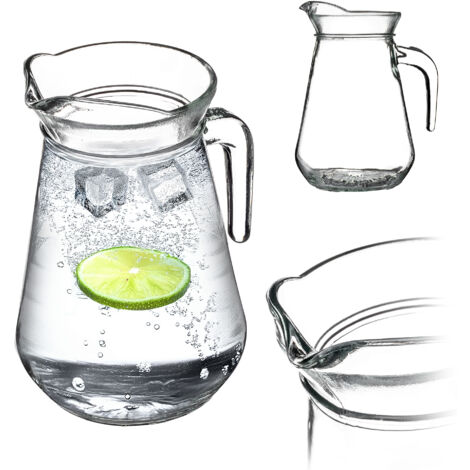 KADAX Pichet en Verre pour Eau Boissons Jus Eau Compote Limonade Poignée 1,3 L