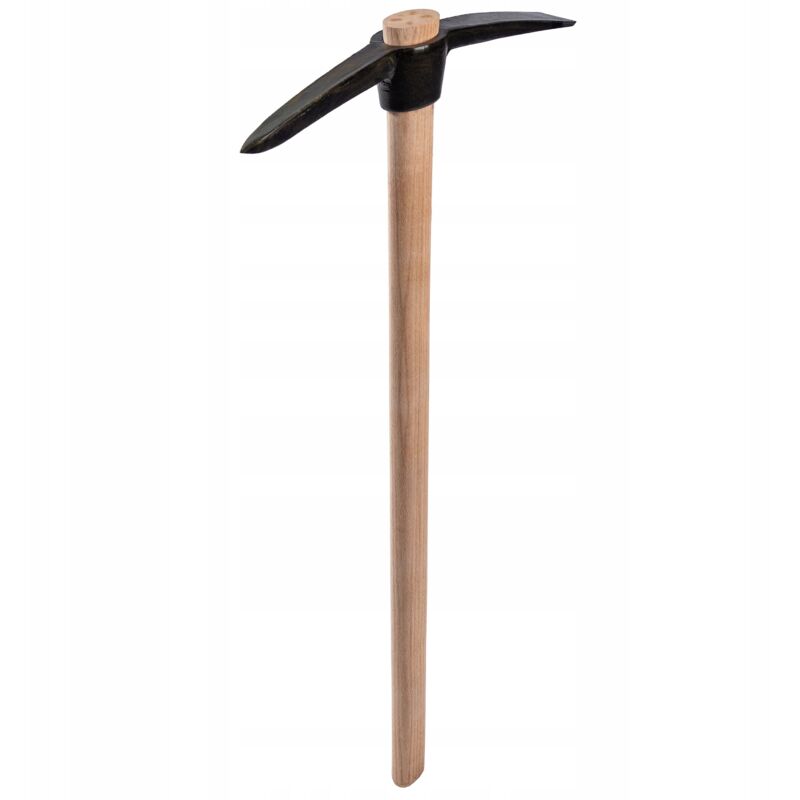 Kadax - Pioche pointue avec manche en bois, pioche en acier durable, pioche à double tête, pioche universelle pour desserrer le sol (longueur : 90 cm)