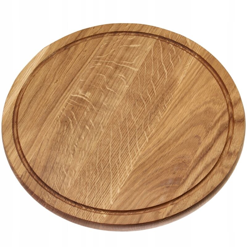 Kadax - Planche à Découper Ronde en Chêne, Plateau de Service Rond en Bois pour une Présentation Élégante de Fromages et de Charcuteries (40 cm)