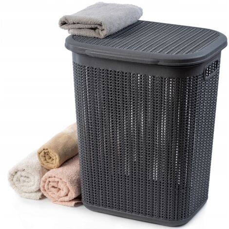 KADAX Portabiancheria, Multifunzione, 50 Litri, con Coperchio, Leggero, Plastica, Bagno, Vestiti Sporchi, Giocattoli (Antracite)