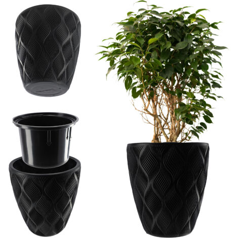 KADAX Pot de Fleur avec Insert, Couvercle Noir, 32,5 cm