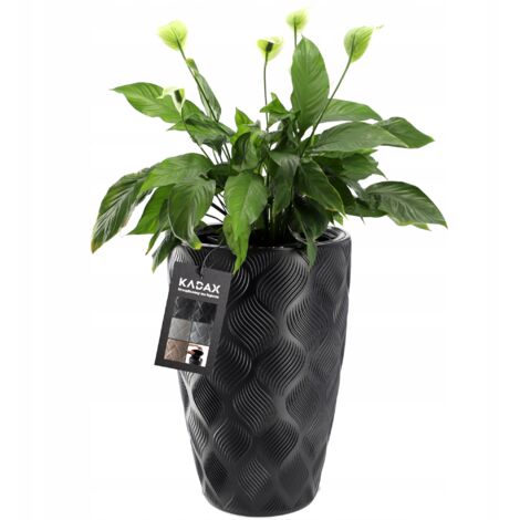 KADAX Pot de Fleur avec Insert Pot de Fleur de Jardin Noir 48,5 cm