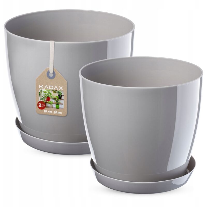 Pot de fleur avec support Gris set 18+20cm - Kadax