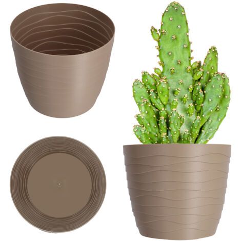 KADAX Pot de Fleur Cache-Fleur Beige Rond 17cm Plastique