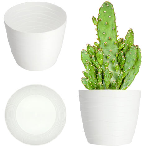 KADAX Pot de Fleur Cache-Fleur Blanc Rond 11cm Plastique