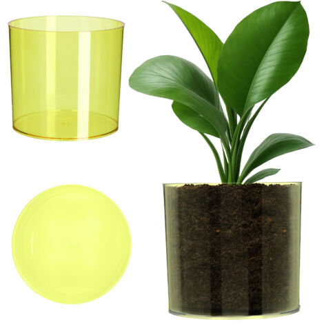 KADAX Pot de Fleur Cache-Fleur Jaune Rond 12,5 cm