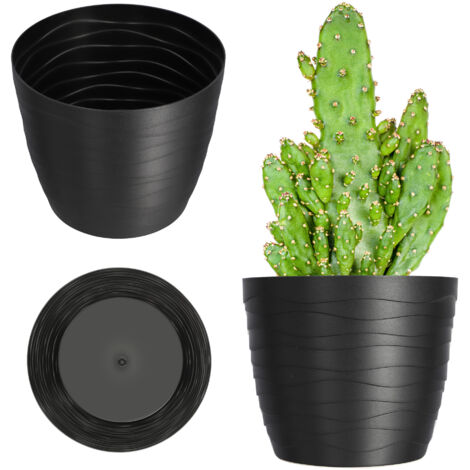 KADAX Pot de Fleur Cache-Fleur Noir Rond 11cm Plastique