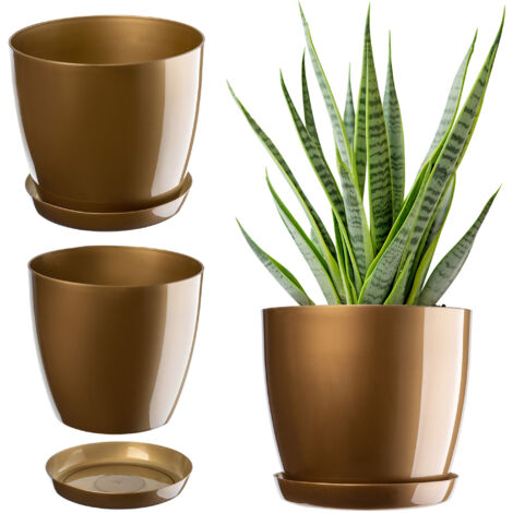 KADAX Pot de Fleur Cache-Fleur Support Doré 18cm