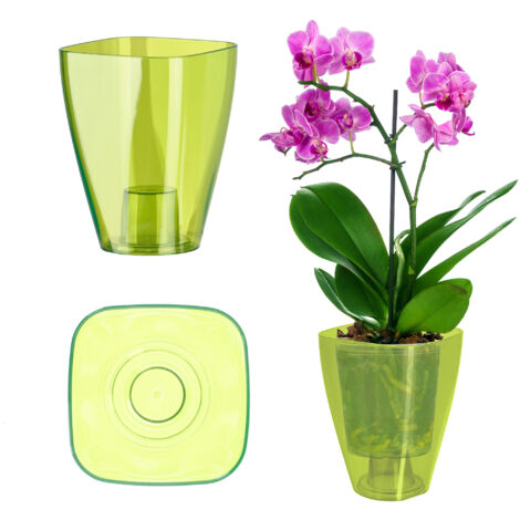 KADAX Pot de Fleur Cache-Orchidée Support de Fleur Plantes en Plastique 9cm Vert