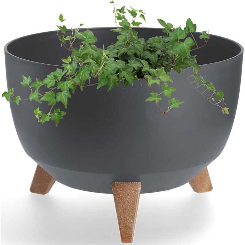 Pot de Fleur Cache-Plante sur Pieds Insert Support de Fleur 33 cm Anthracite Rond - Kadax