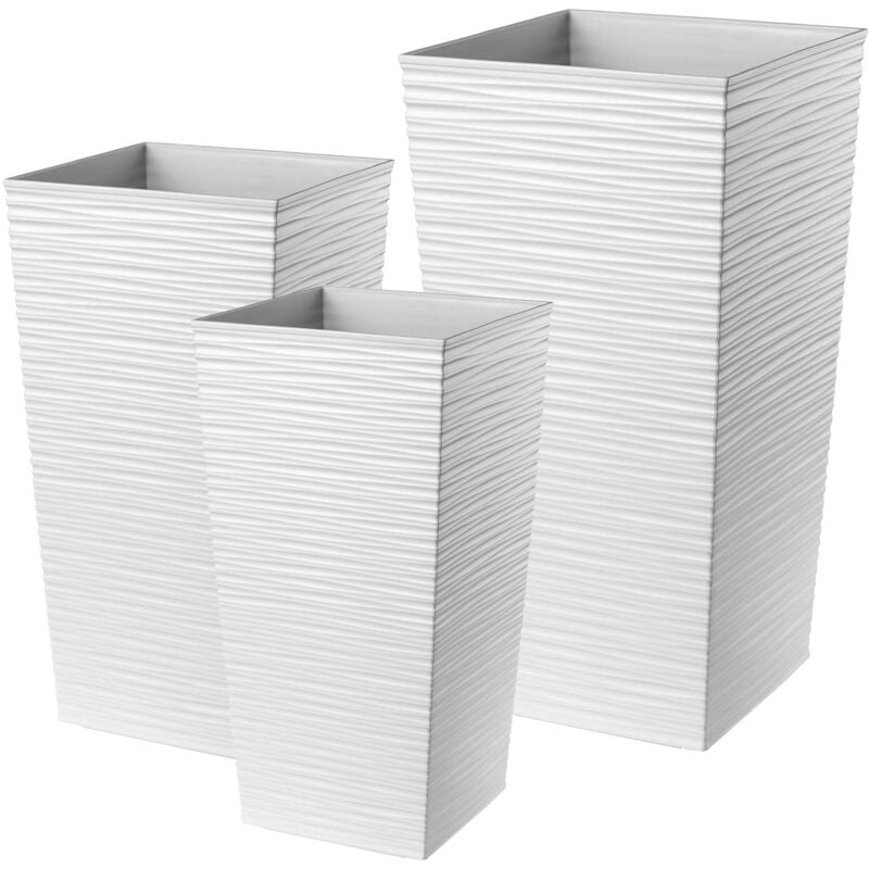 Kadax - Pot de Fleur Haut, Grande Jardiniere en Plastique pour Une Décoration Interieure et Exterieure (Blanc, Lot de 3: 36 cm, 46.5 cm, 57.5 cm)