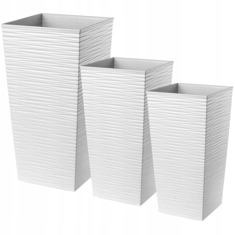 Pot de Fleur Haut, Grande Jardiniere en Plastique pour Une Décoration Interieure et Exterieure (Blanc, Lot de 3: 46.5 cm, 57.5 cm, 68 cm) - Kadax