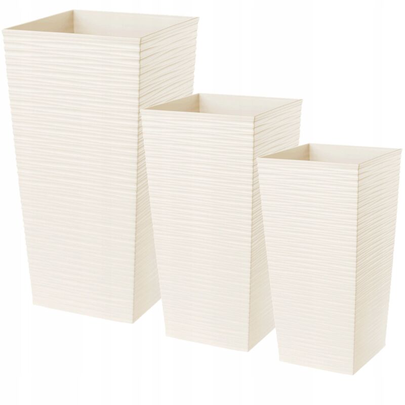 KADAX Pot de Fleur Haut, Grande Jardiniere en Plastique pour Une Décoration Interieure et Exterieure (Crème, Lot de 3: 46.5 cm, 57.5 cm, 68 cm)