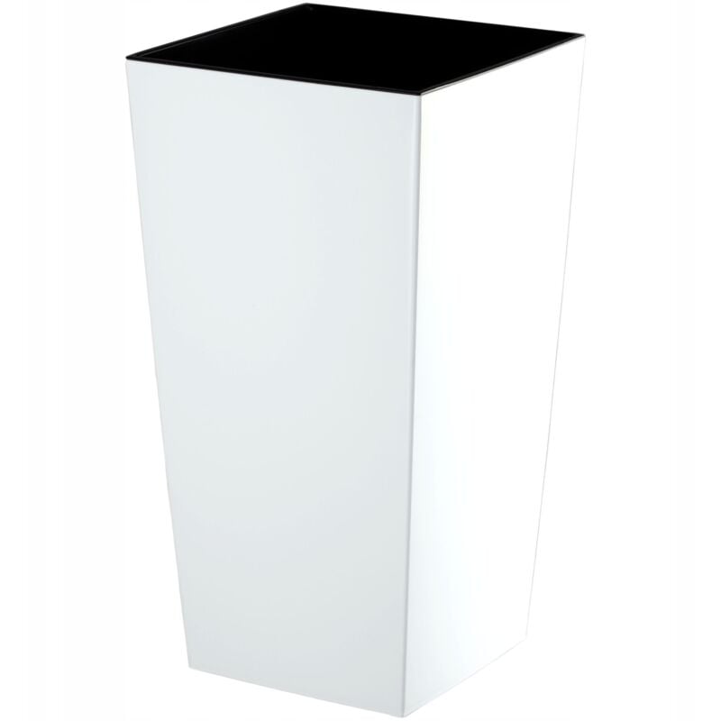 Pot de Fleur Haut, Grande Jardiniere en Plastique pour Une Décoration Interieure et Exterieure Moderne et Élégante, Bac à Fleur (36 cm, Blanc) - Kadax