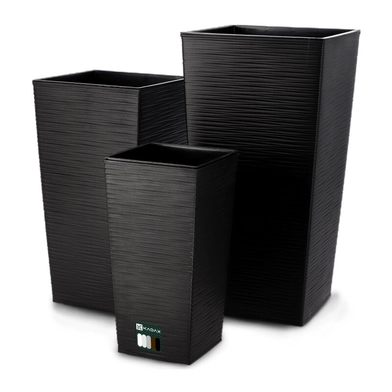 Kadax - Pot de Fleur Haut, Grande Jardiniere en Plastique pour Une Décoration Interieure et Exterieure (Noir, Lot de 3: 36 cm, 46.5 cm, 57.5 cm)