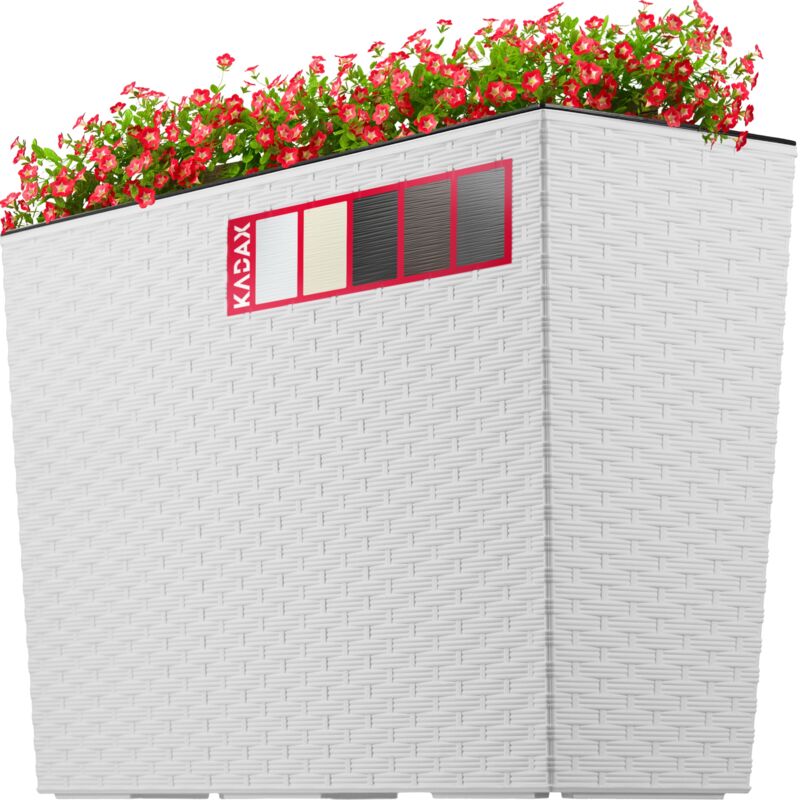 Pot de Fleur + Insert Rotin Blanc 19x56 cm - Kadax