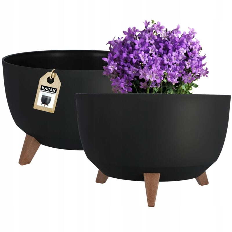 KADAX Pot de Fleur Jardinière Insert Sur Pieds Noir 40cm