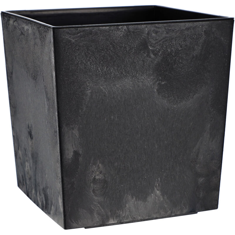 Pot de Fleur Pot de Fleur 25 cm Couvercle avec Insert Support de Fleur en Plastique Noir - Kadax