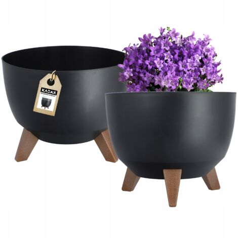 KADAX Pot de Fleur Pot de Fleur 29 cm Couvercle + Pieds d'insertion Support de Fleur Noir
