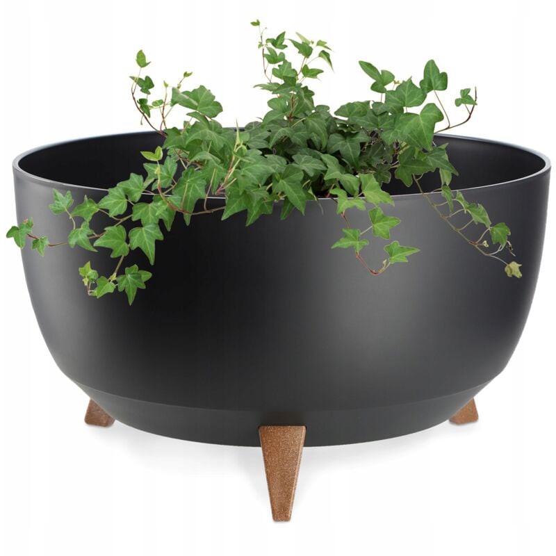 Pot de Fleur Pot de Fleur 47 cm Couvercle + Pieds d'insertion Support de Fleur Noir - Kadax