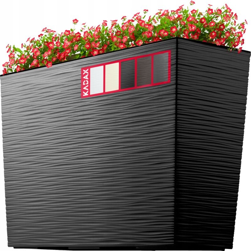 Pot de Fleur Pot de Fleur + Insert Jardinière Jardinière Haute Terrasse Noir 19x56cm - Kadax