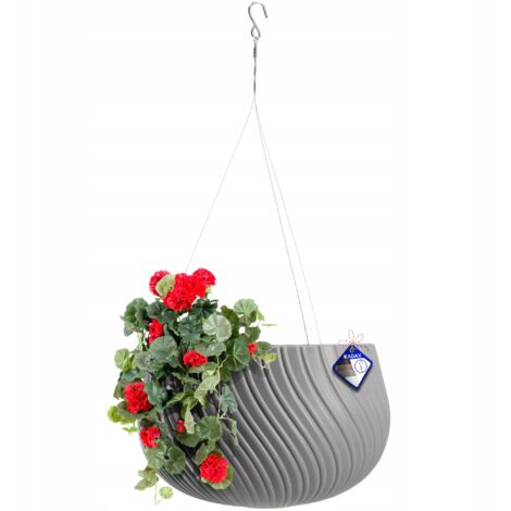 KADAX Pot de Fleur Suspendu pour Balcon Terrasse Bol Gris 29,5 cm