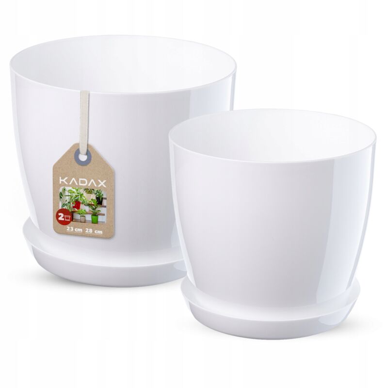 KADAX Pot de Fleurs avec Support Blanc set 23+28cm