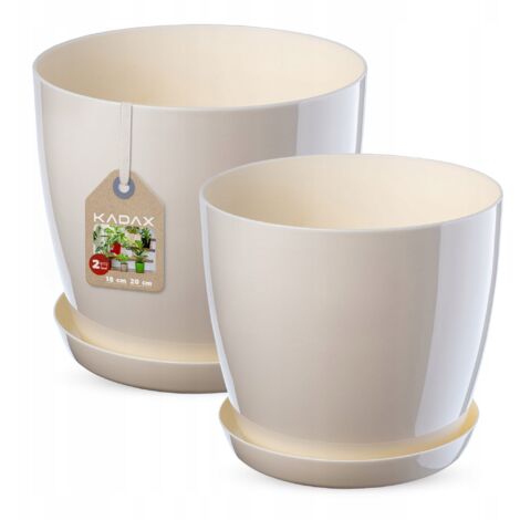 KADAX Pot de fleurs avec support, Crème, set 18+20cm