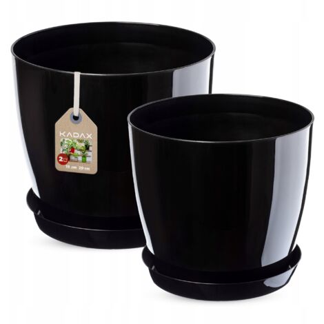 KADAX Pot de Fleurs avec Support Noir set 18+20cm