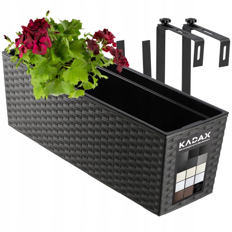 Pot de Fleurs Balcon Boîte Poignées 19x56cm Graphite - Kadax