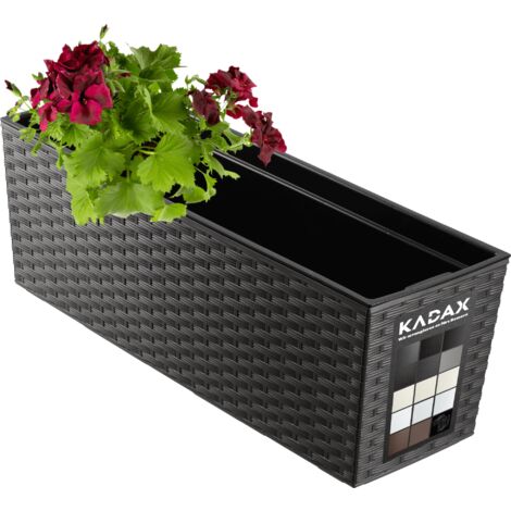 KADAX Pot de Fleurs Balcon + Insert 19x56cm Graphite