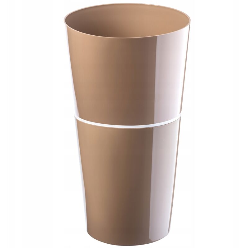 Pot de fleurs double avec soucoupe pour fleurs, plantes, balcons, jardinières en plastique pour intérieur et extérieur 25 cm beige - Kadax