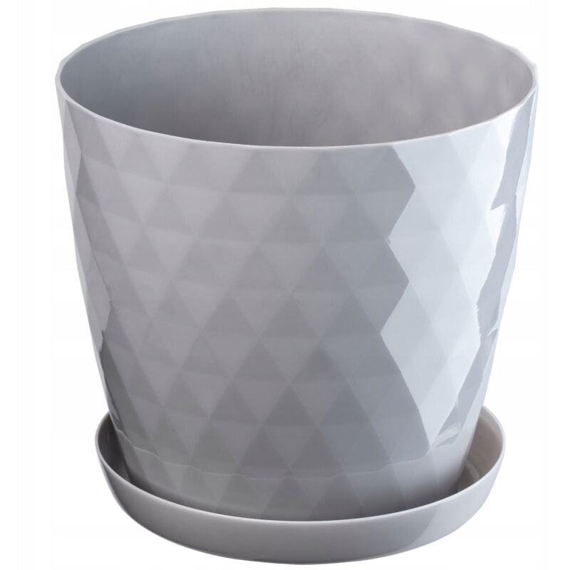 Kadax - Pot de Fleurs en Plastique avec Soucoupe Intégrée, Pot de Plante pour Une Décoration Florale Moderne dans l'espace Interieur (18 cm, Gris)